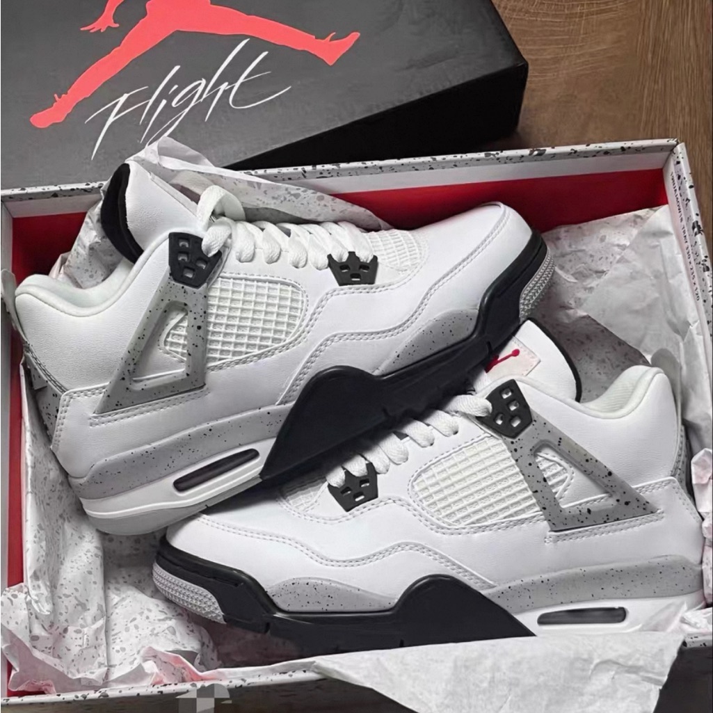 Air Jordan Retro 4 White Cement Shoes
